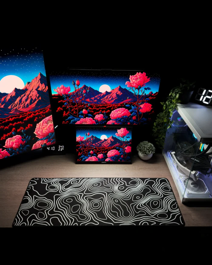 ⁦Black Topography Mousepad (30x80)⁩ - الصورة ⁦2⁩