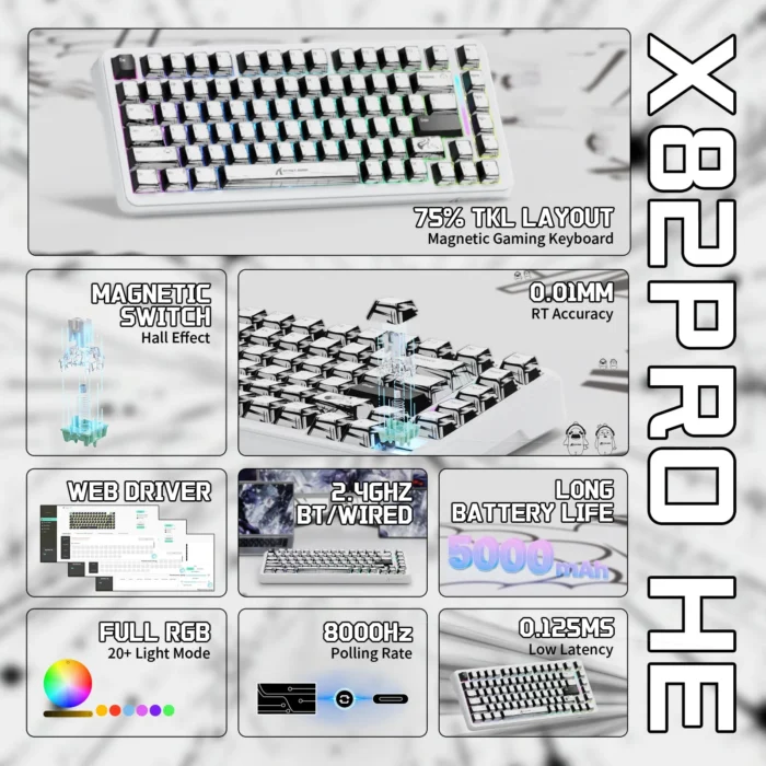 ⁦Keyboard Attack Shark X82Pro HE - Comic⁩ - الصورة ⁦13⁩
