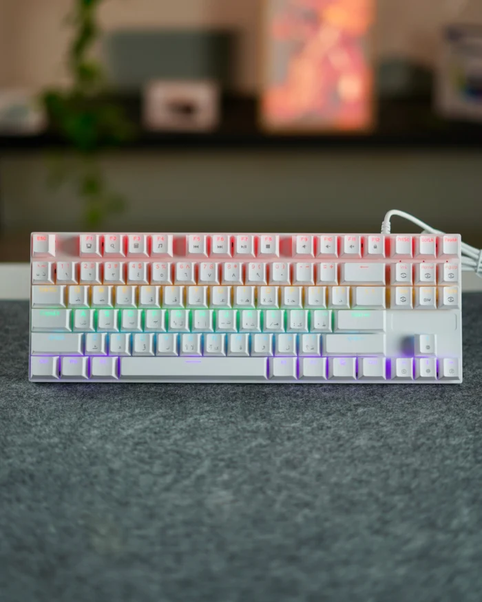⁦White Mechanical Arabic Keyboard 80%⁩ - الصورة ⁦1⁩