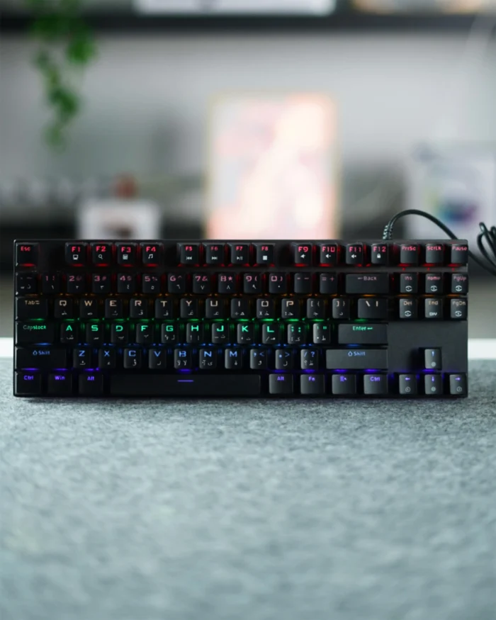 ⁦Black Mechanical Arabic Keyboard 80%⁩ - الصورة ⁦1⁩