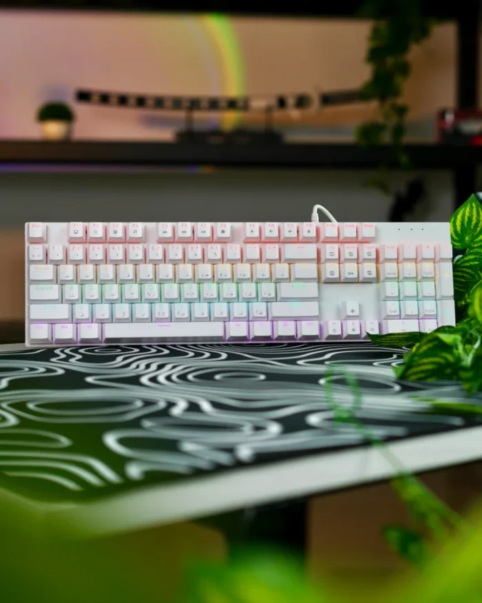 ⁦White Mechanical Arabic Keyboard 100%⁩ - الصورة ⁦2⁩