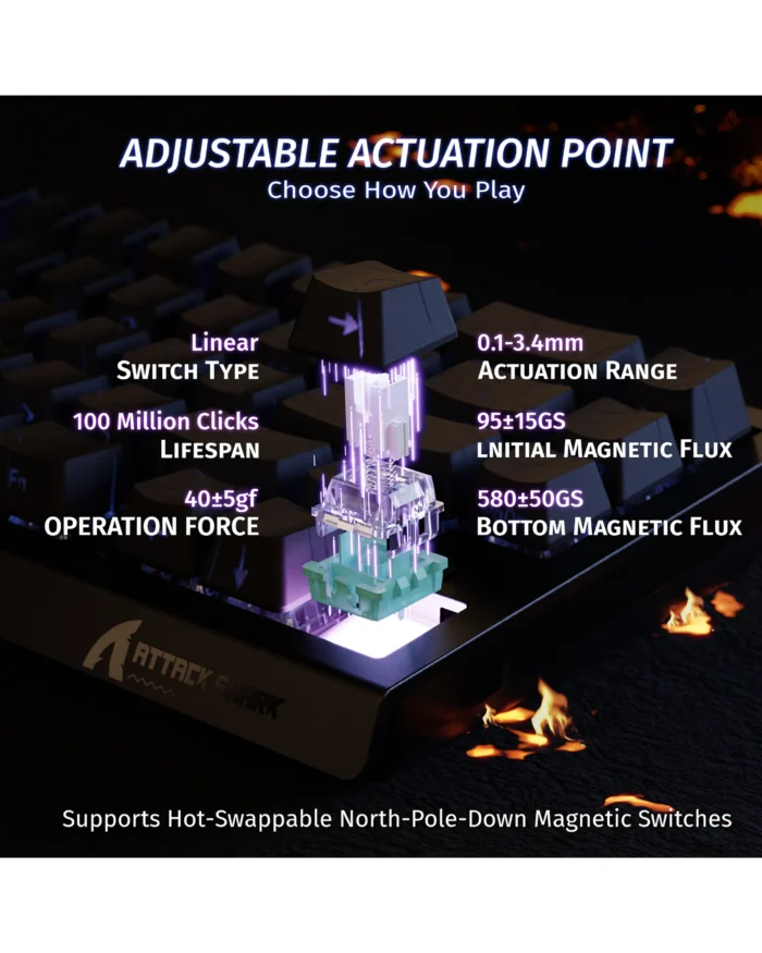 ⁦Keyboard Attack Shark X68 HE Black⁩ - الصورة ⁦5⁩