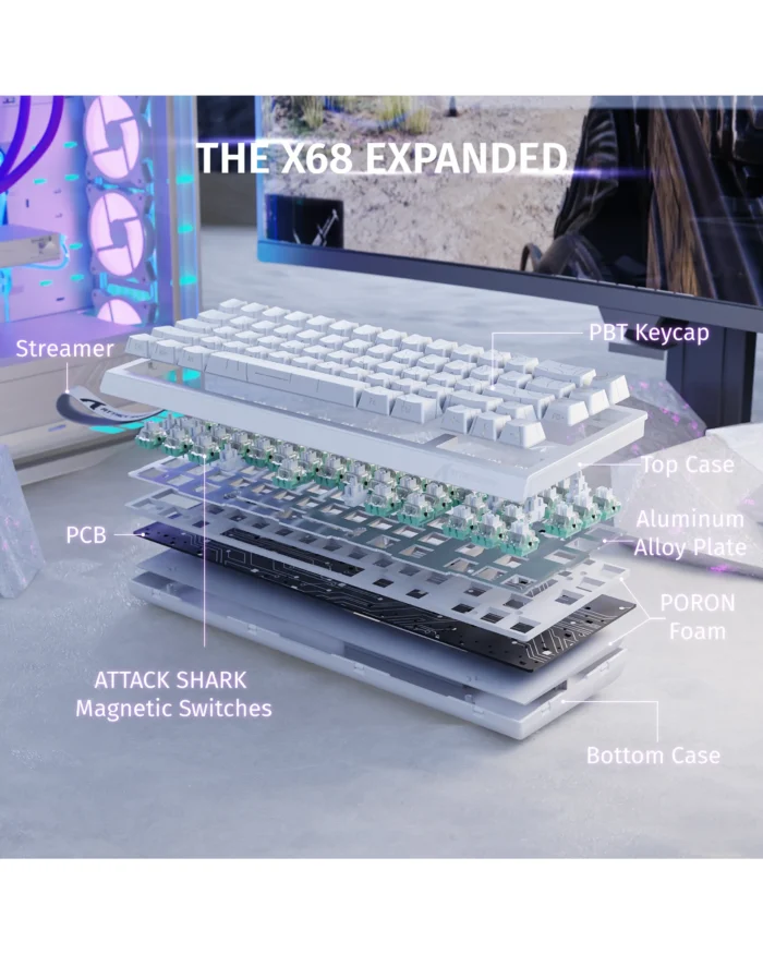 Keyboard Attack Shark X68 HE White - Image 7