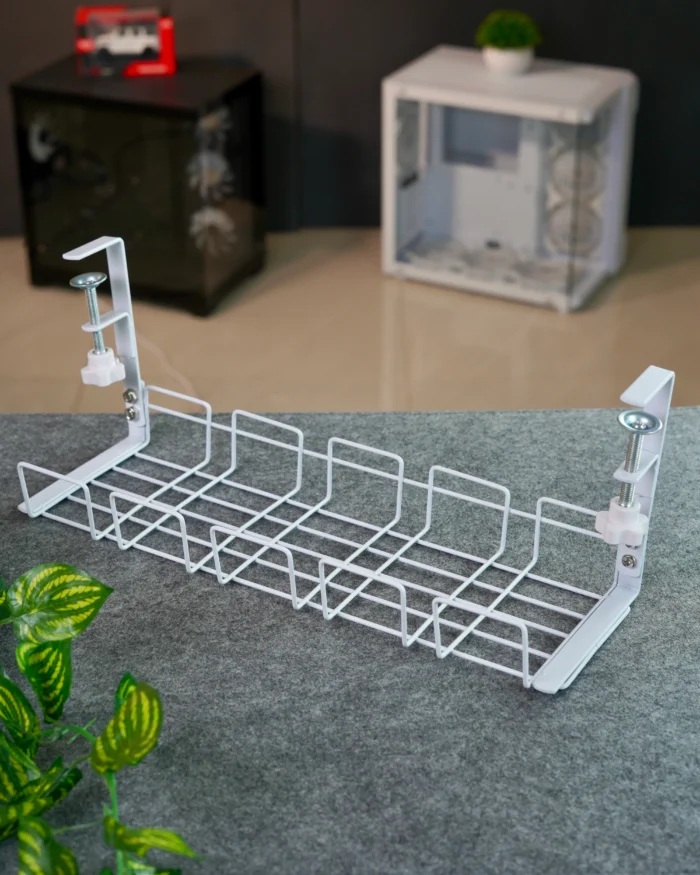 White Under Desk Cable Tray - 45cm - Image 1