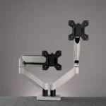 White Dual Hydraulic Monitor Stand