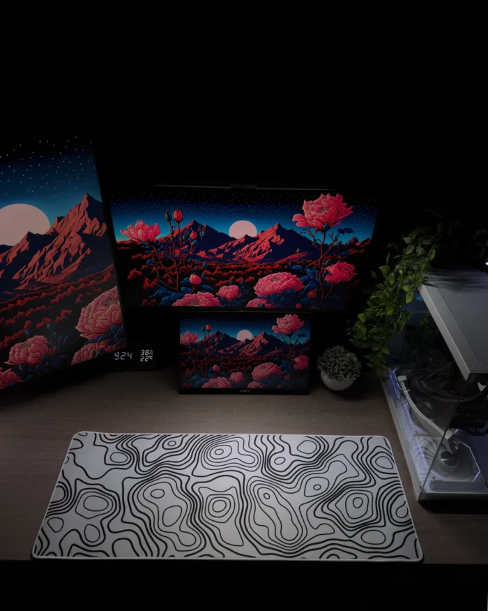 ⁦White Topography Mousepad (30x80)⁩ - الصورة ⁦2⁩