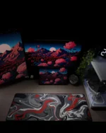 ⁦Red Waves Mousepad (30x80)⁩ - الصورة ⁦2⁩