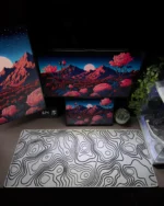 ⁦White Topography Mousepad (40x90)⁩ - الصورة ⁦2⁩