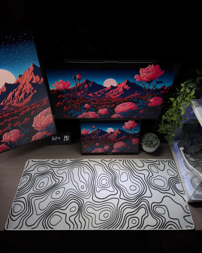 ⁦White Topography Mousepad (40x90)⁩ - الصورة ⁦2⁩