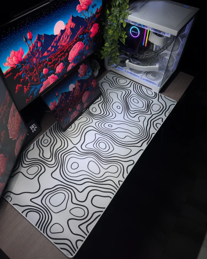 White Topography Mousepad (50x100) - Image 1