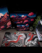 ⁦Red Waves Mousepad (40x90)⁩ - الصورة ⁦2⁩