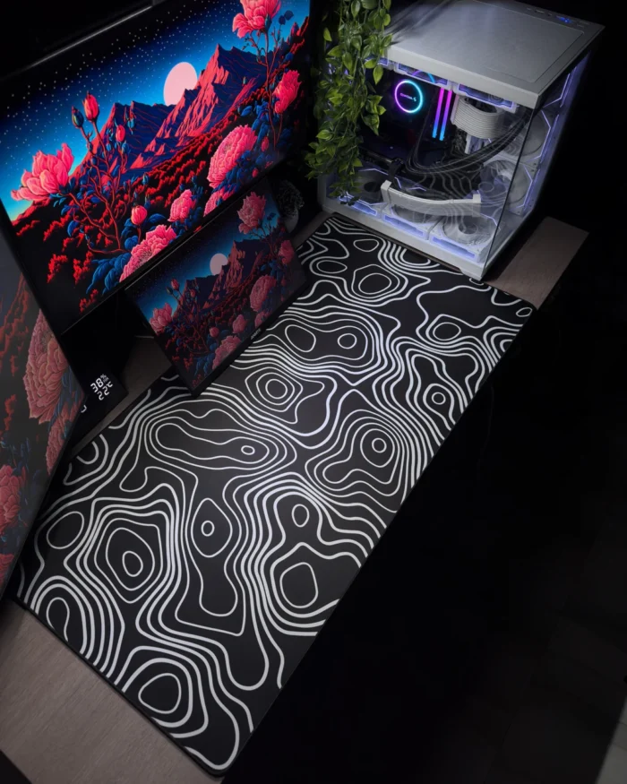⁦Black Topography Mousepad (50x100)⁩ - الصورة ⁦1⁩