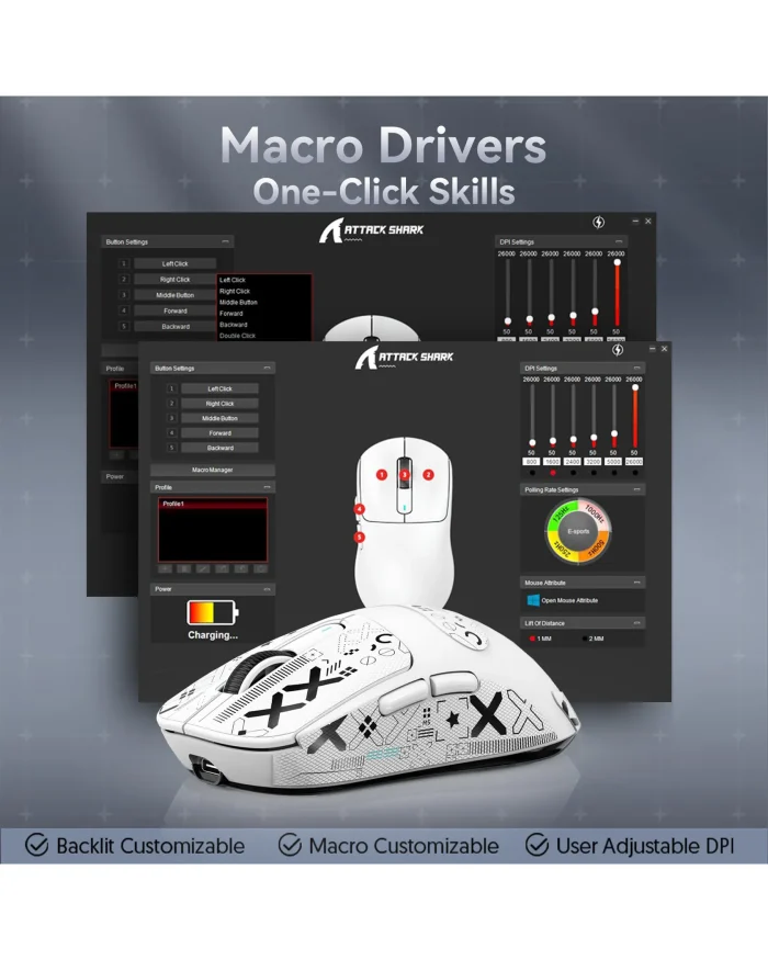 ATTACK SHARK X3 Pro Wireless Gaming Mouse – Black - Image 6