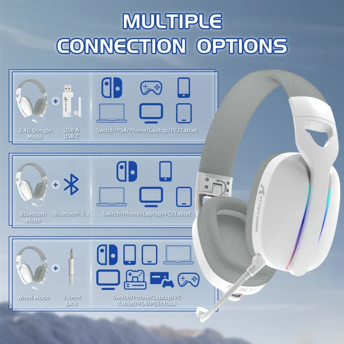 Attack Shark L90 Headset - White - Image 4